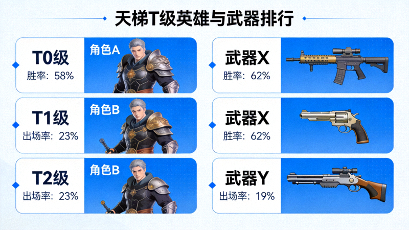 天梯T级英雄与武器排行数据图表